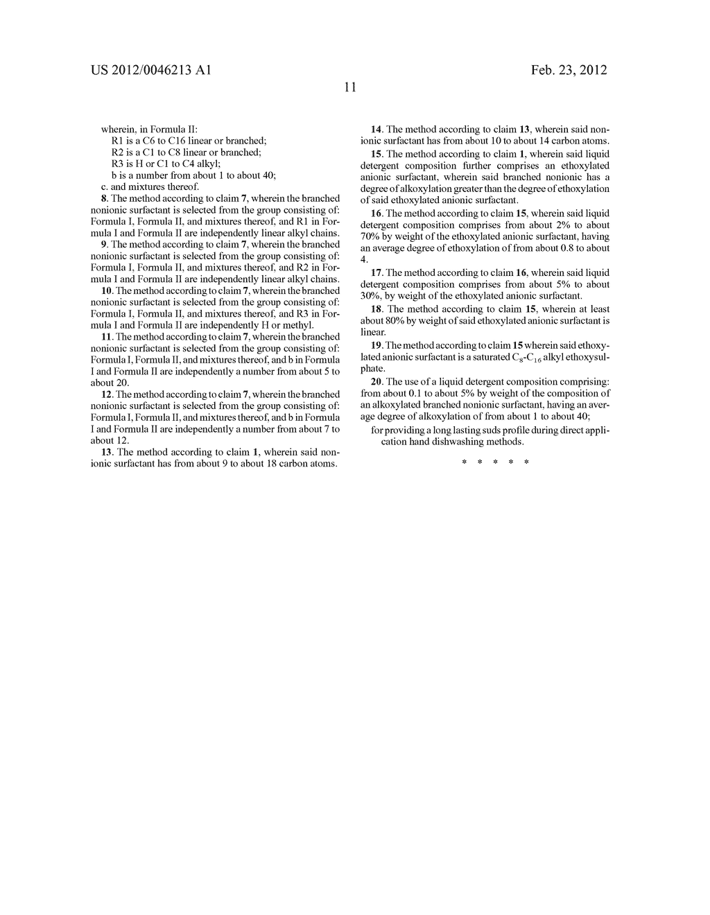 METHOD FOR HAND WASHING DISHES HAVING LONG LASTING SUDS - diagram, schematic, and image 12