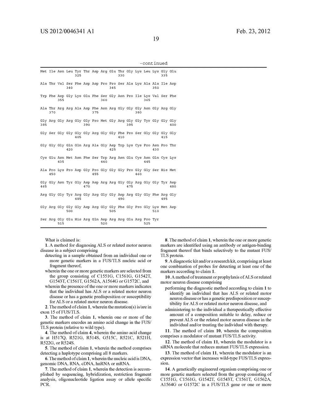 FUS/TLS-BASED COMPOUNDS AND METHODS FOR DIAGNOSIS, TREATMENT AND     PREVENTION OF AMYOTROPHIC LATERAL SCLEROSIS AND RELATED MOTOR NEURON     DISEASES - diagram, schematic, and image 27