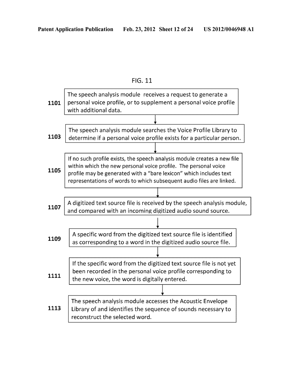 METHOD AND APPARATUS FOR GENERATING AND DISTRIBUTING CUSTOM VOICE     RECORDINGS OF PRINTED TEXT - diagram, schematic, and image 13