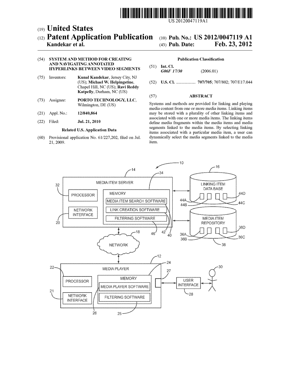 SYSTEM AND METHOD FOR CREATING AND NAVIGATING ANNOTATED HYPERLINKS BETWEEN     VIDEO SEGMENTS - diagram, schematic, and image 01