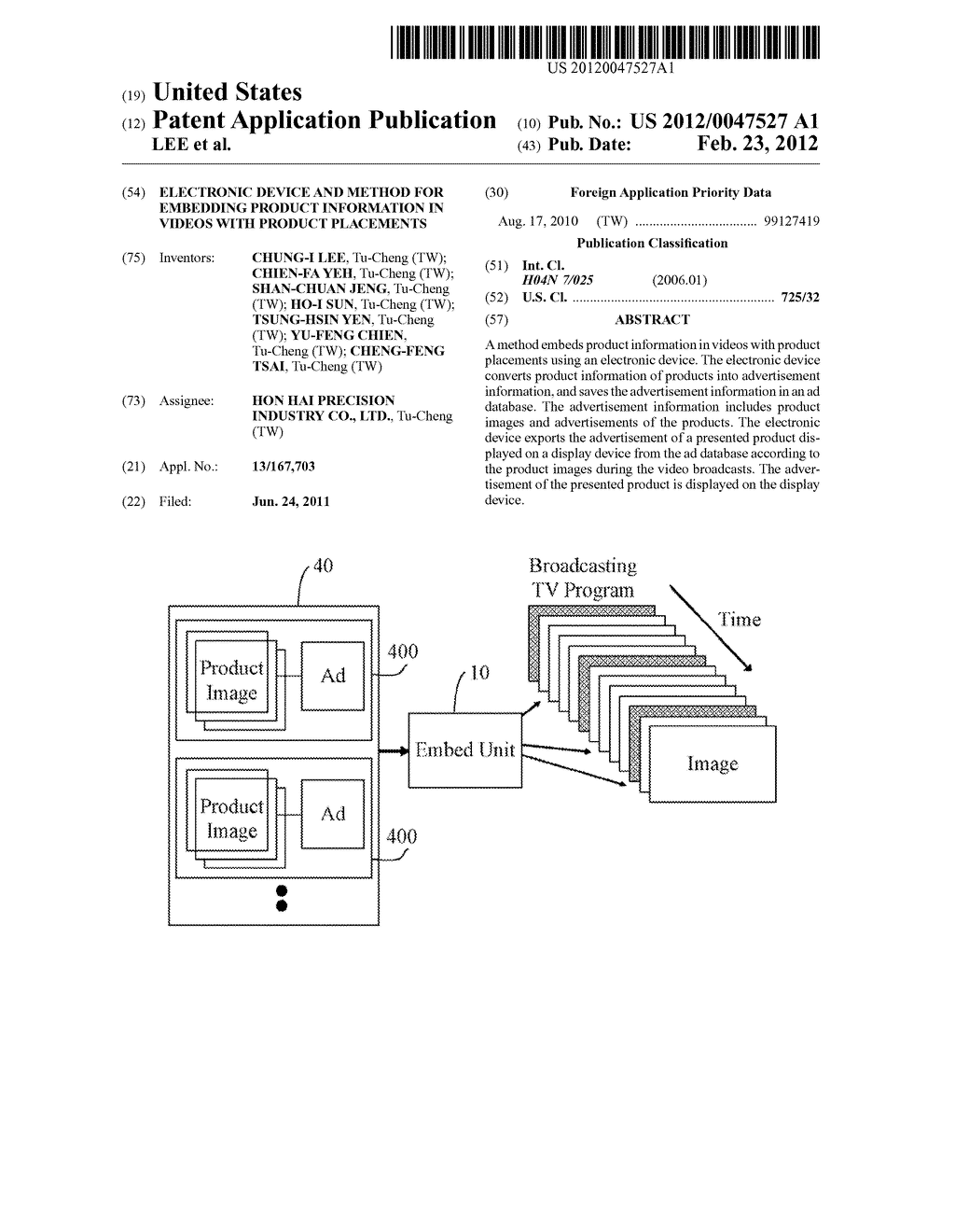 ELECTRONIC DEVICE AND METHOD FOR EMBEDDING PRODUCT INFORMATION IN VIDEOS     WITH PRODUCT PLACEMENTS - diagram, schematic, and image 01