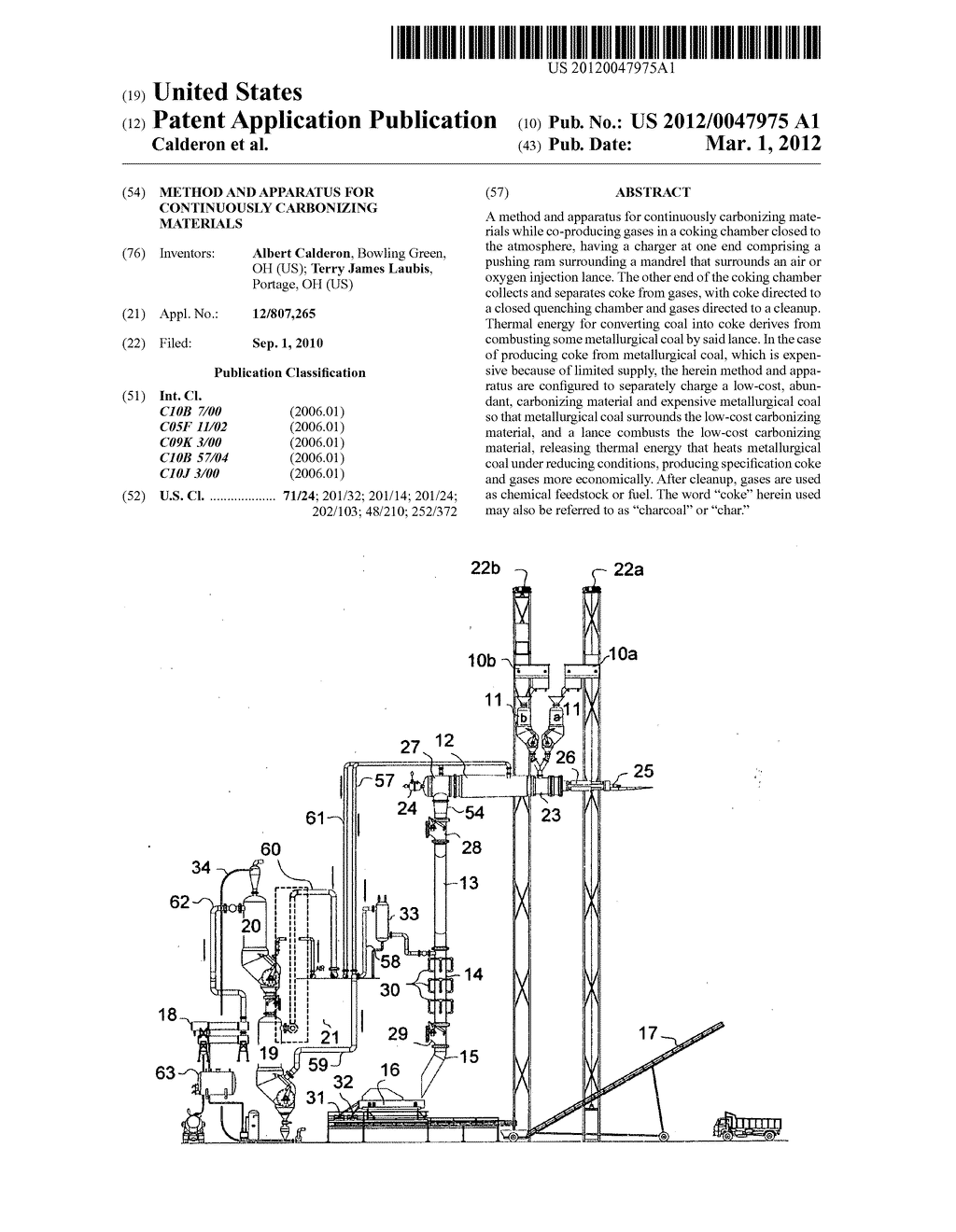 Method and apparatus for continuously carbonizing materials - diagram, schematic, and image 01