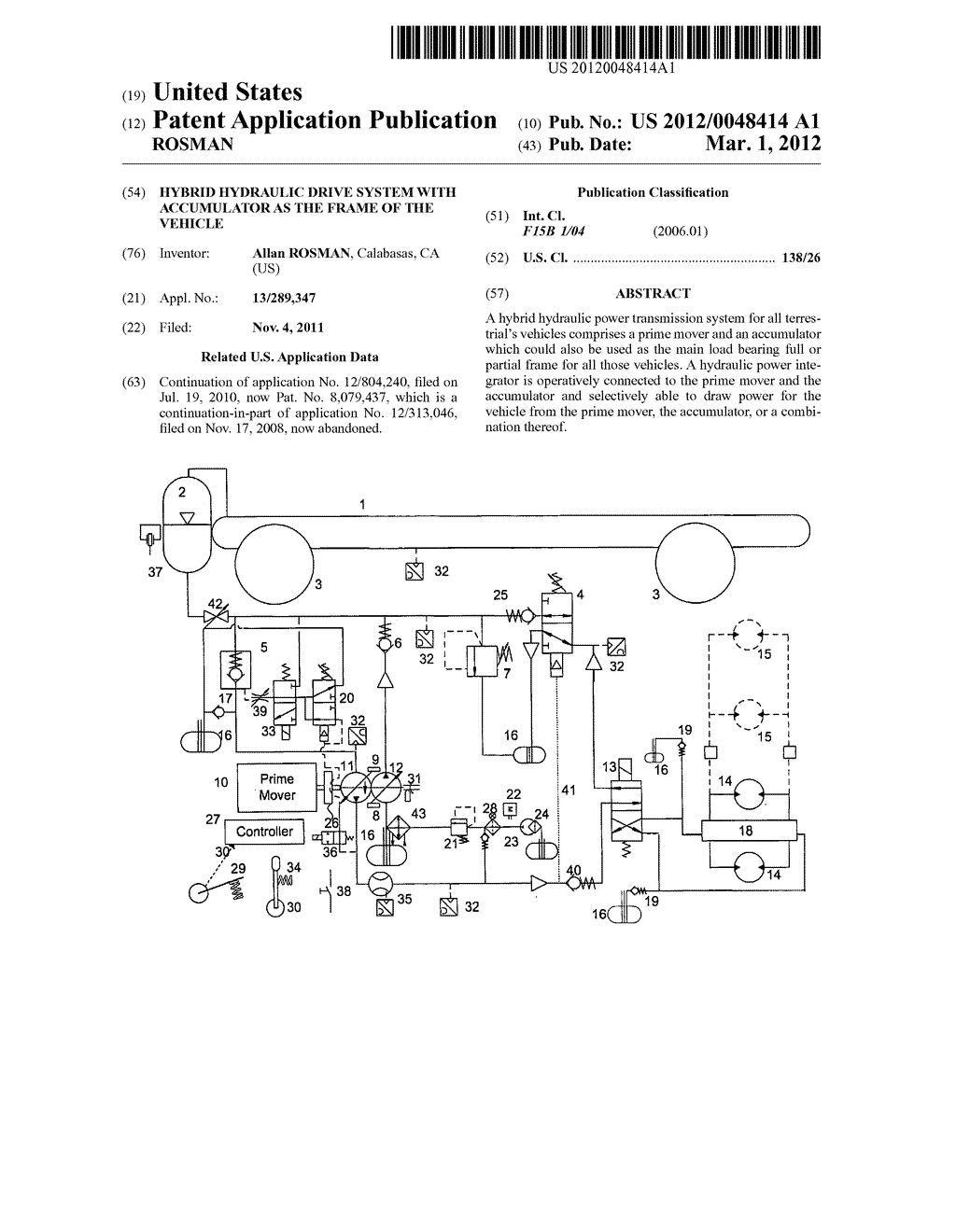 HYBRID HYDRAULIC DRIVE SYSTEM WITH ACCUMULATOR AS THE FRAME OF THE VEHICLE - diagram, schematic, and image 01