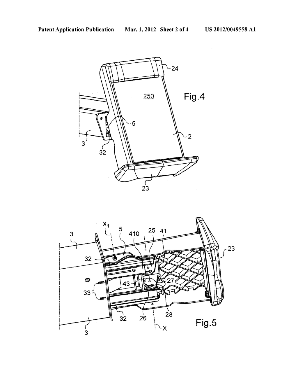 DEVICE CAPABLE OF PROVIDING A WRITING SUPPORT IN A MOTOR VEHICLE AND     FASCIA PANEL COMPRISING SUCH A DEVICE - diagram, schematic, and image 03