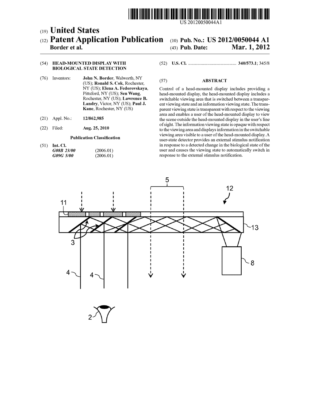 HEAD-MOUNTED DISPLAY WITH BIOLOGICAL STATE DETECTION - diagram, schematic, and image 01