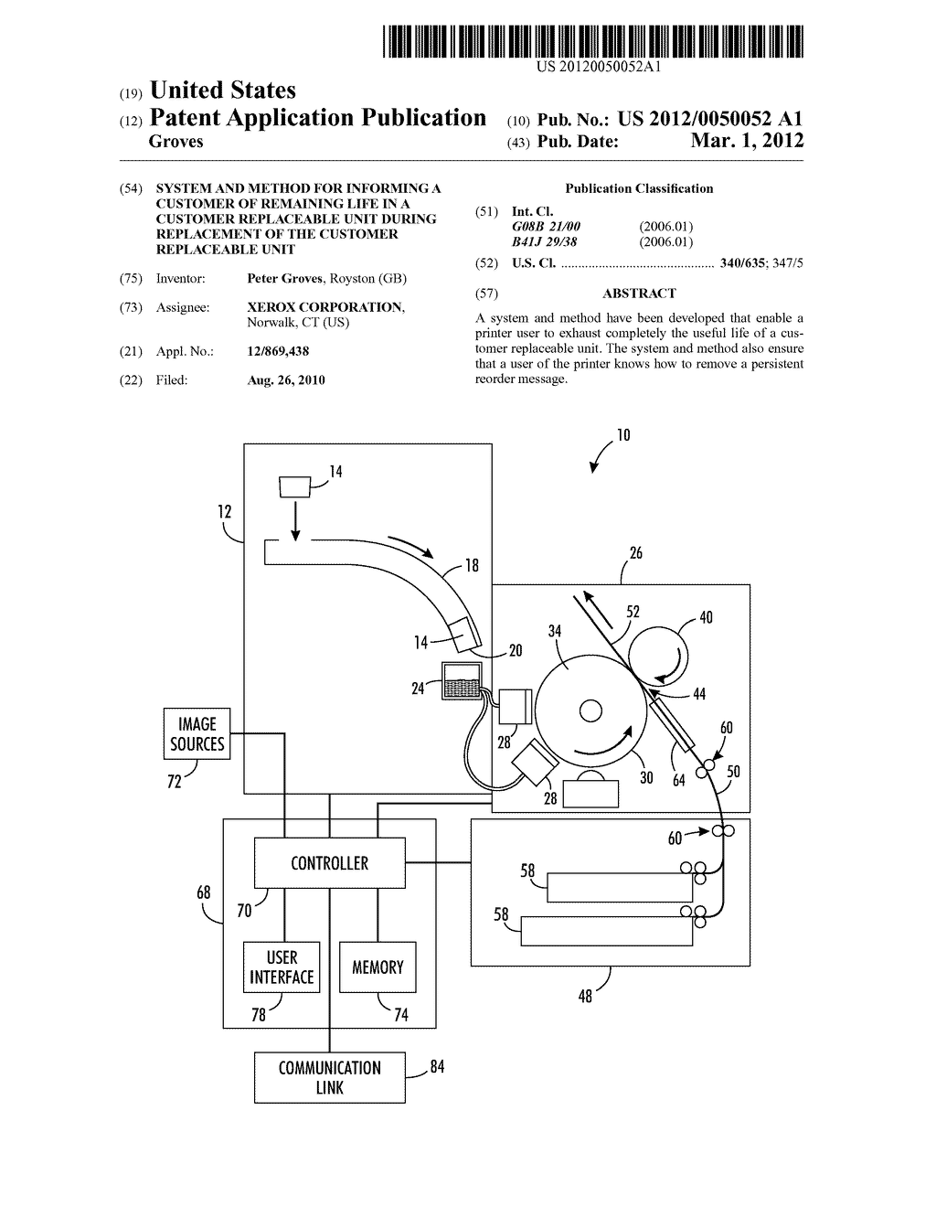 System and Method for Informing a Customer of Remaining Life in a Customer     Replaceable Unit During Replacement of the Customer Replaceable Unit - diagram, schematic, and image 01