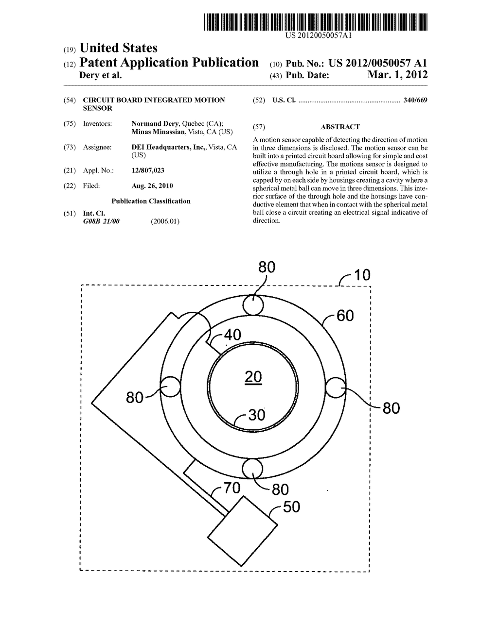 Circuit board integrated motion sensor - diagram, schematic, and image 01