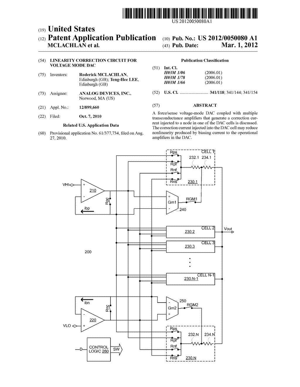 LINEARITY CORRECTION CIRCUIT FOR VOLTAGE MODE DAC - diagram, schematic, and image 01