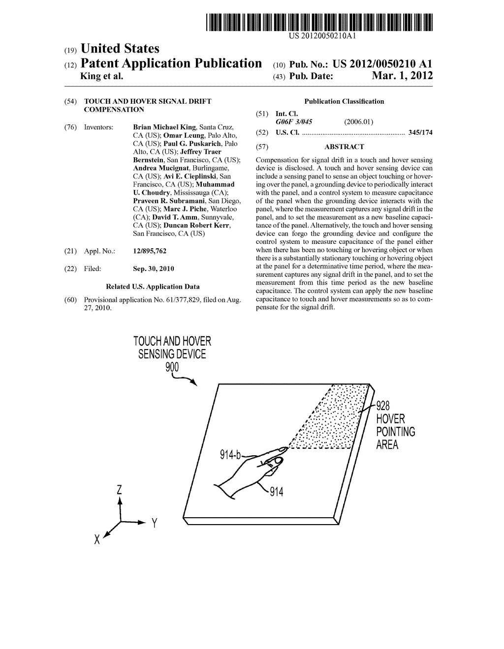 TOUCH AND HOVER SIGNAL DRIFT COMPENSATION - diagram, schematic, and image 01