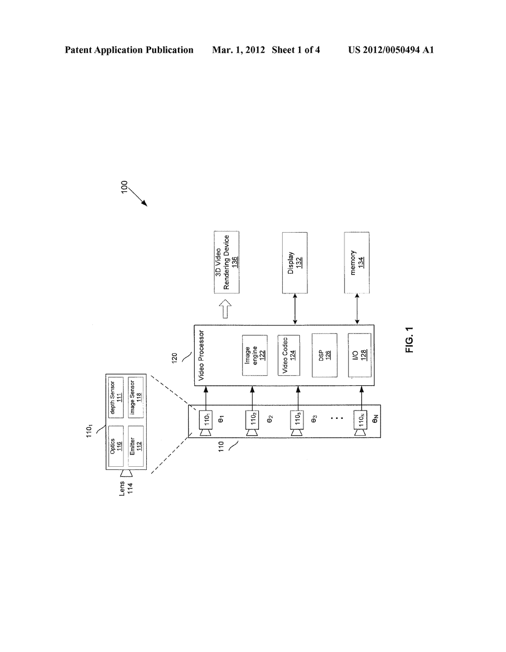 METHOD AND SYSTEM FOR CREATING A VIEW-ANGLE DEPENDENT 2D AND/OR 3D     IMAGE/VIDEO UTILIZING A MONOSCOPIC VIDEO CAMERA ARRAY - diagram, schematic, and image 02