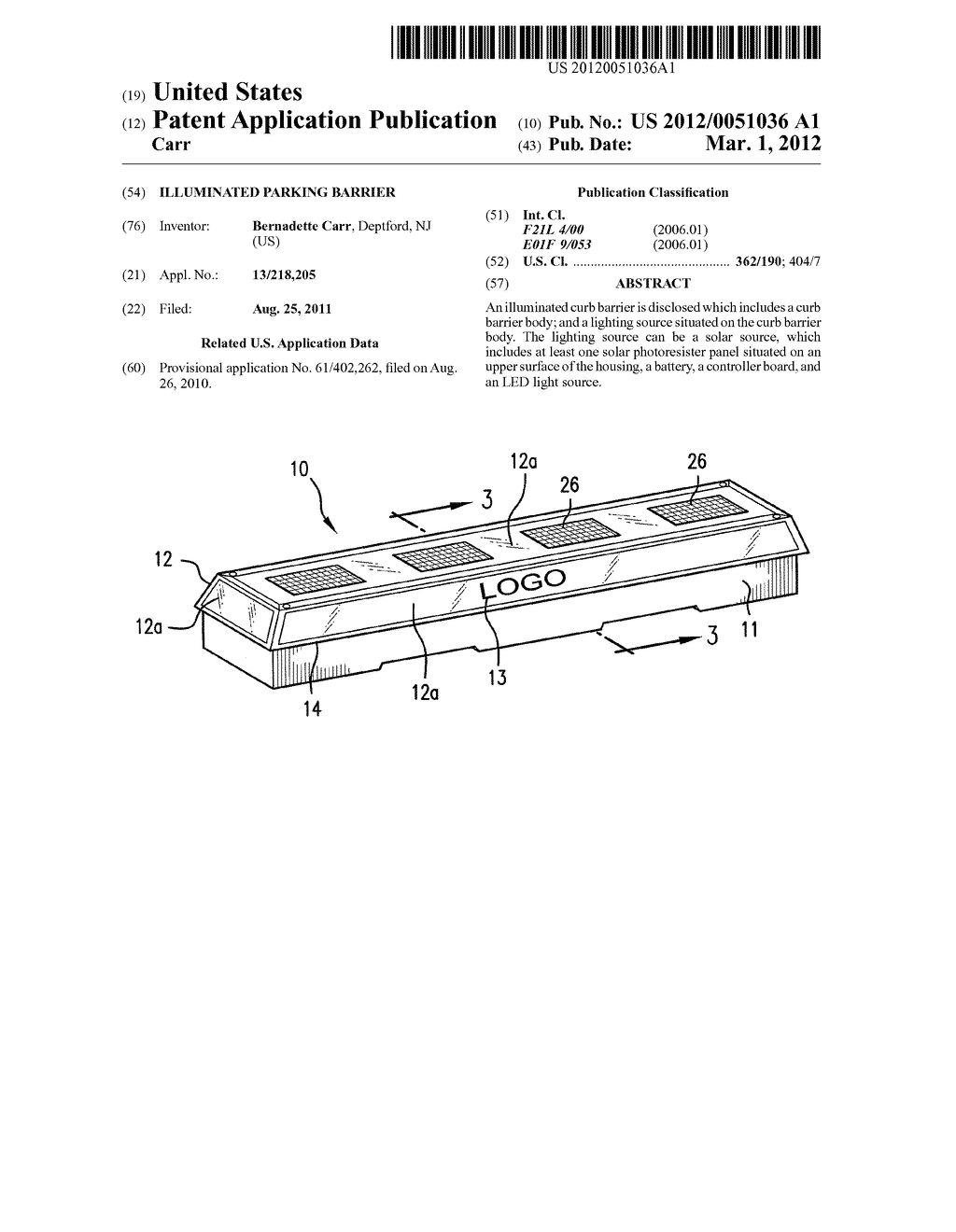 Illuminated Parking Barrier - diagram, schematic, and image 01