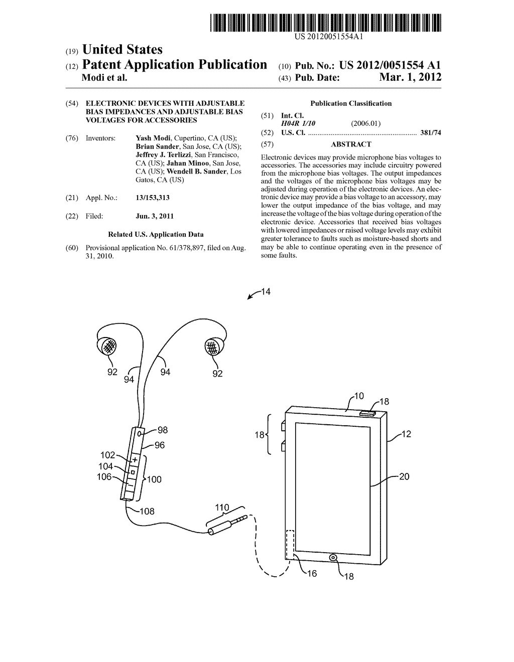 ELECTRONIC DEVICES WITH ADJUSTABLE BIAS IMPEDANCES AND ADJUSTABLE BIAS     VOLTAGES FOR ACCESSORIES - diagram, schematic, and image 01