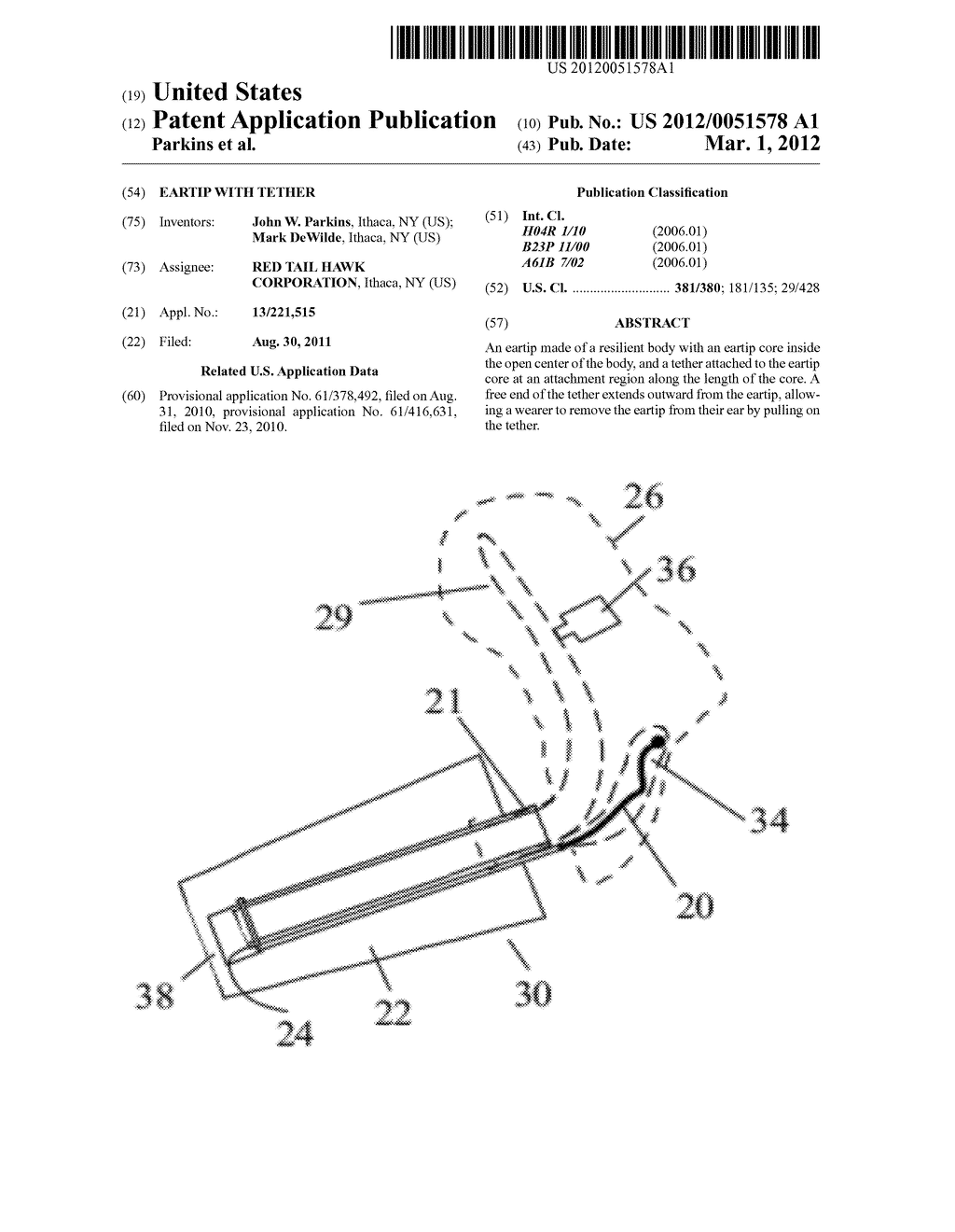 EARTIP WITH TETHER - diagram, schematic, and image 01