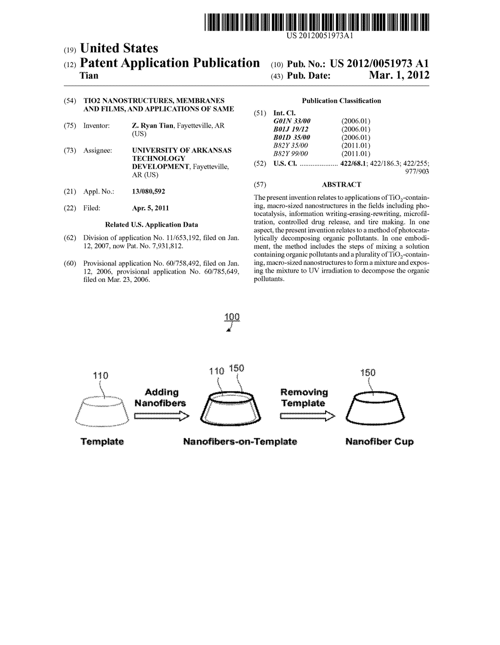 TiO2 NANOSTRUCTURES, MEMBRANES AND FILMS, AND APPLICATIONS OF SAME - diagram, schematic, and image 01