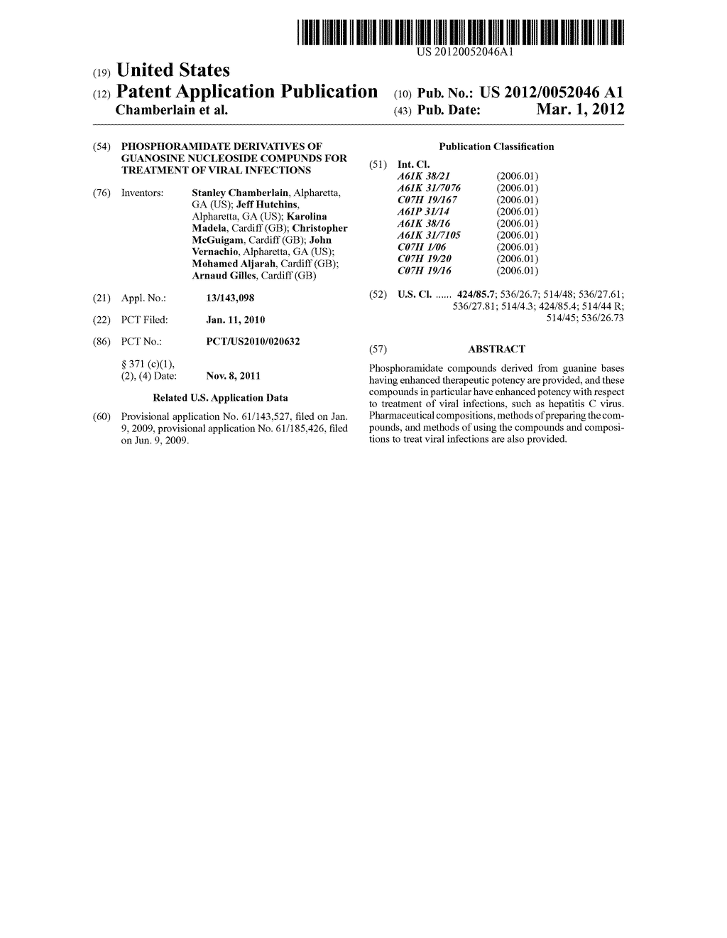 Phosphoramidate Derivatives of Guanosine Nucleoside Compunds for Treatment     of Viral Infections - diagram, schematic, and image 01