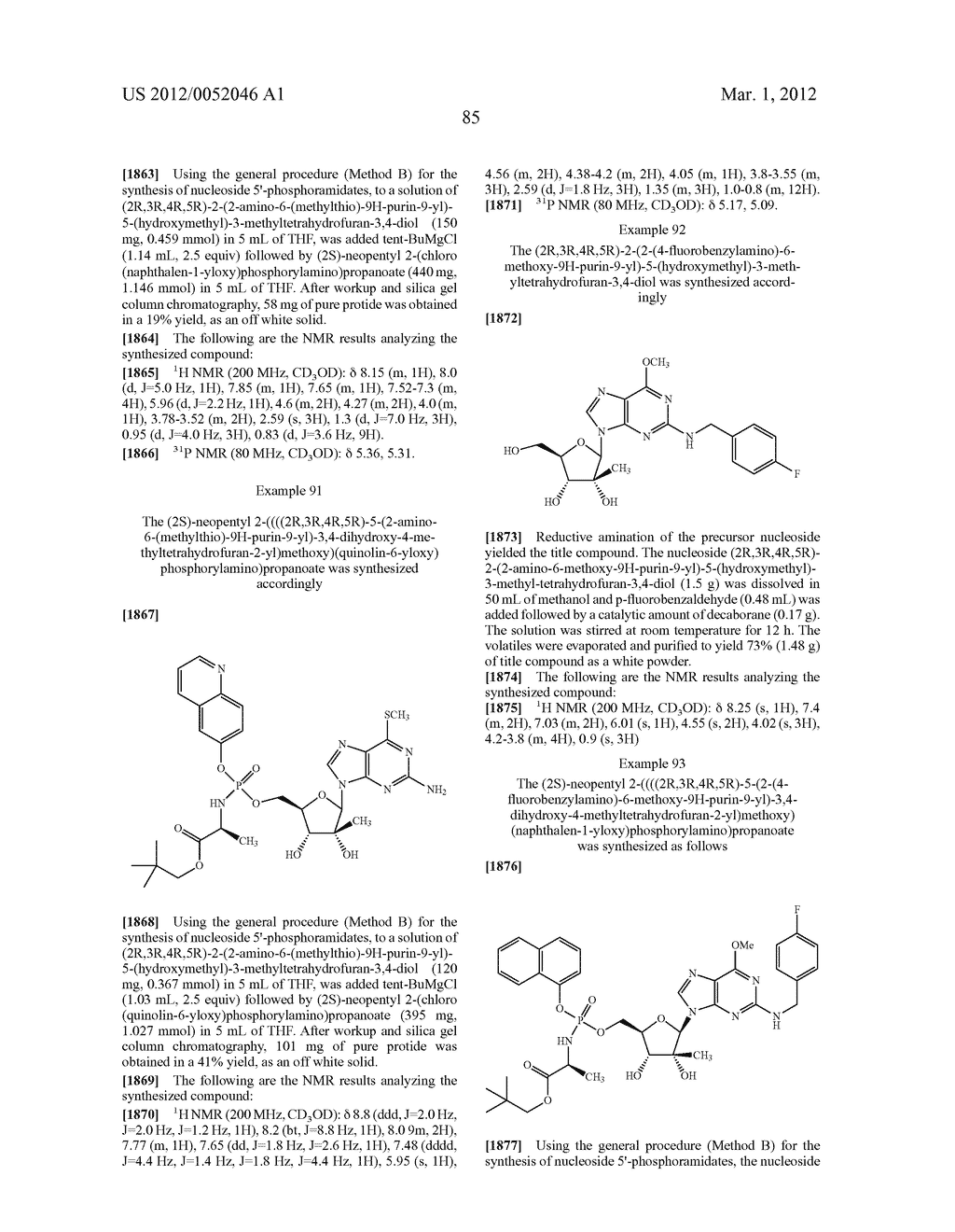 Phosphoramidate Derivatives of Guanosine Nucleoside Compunds for Treatment     of Viral Infections - diagram, schematic, and image 86