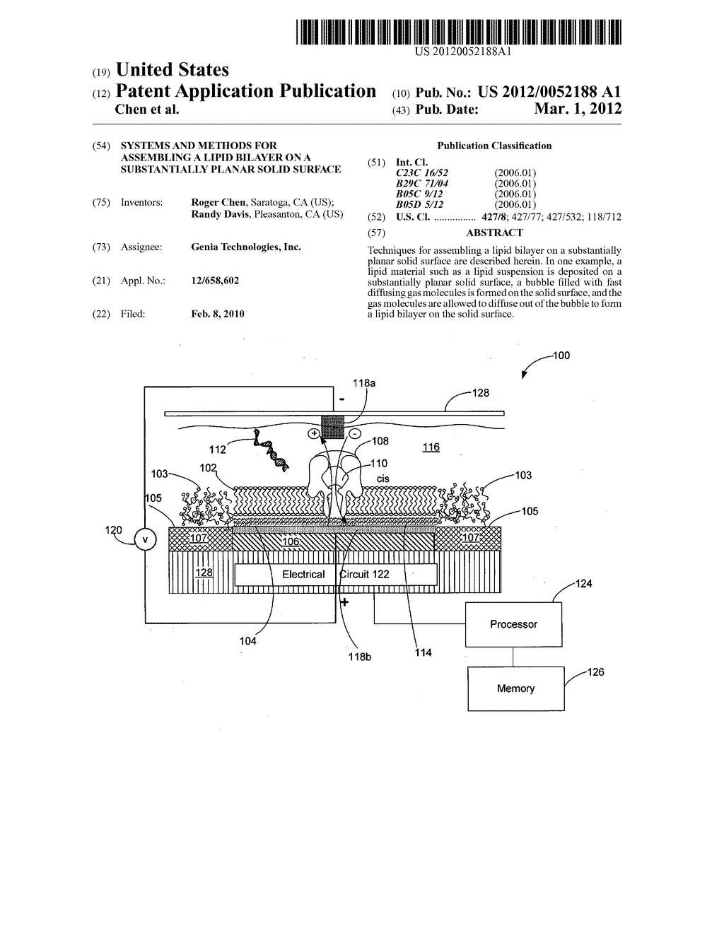 Systems and methods for assembling a lipid bilayer on a substantially     planar solid surface - diagram, schematic, and image 01