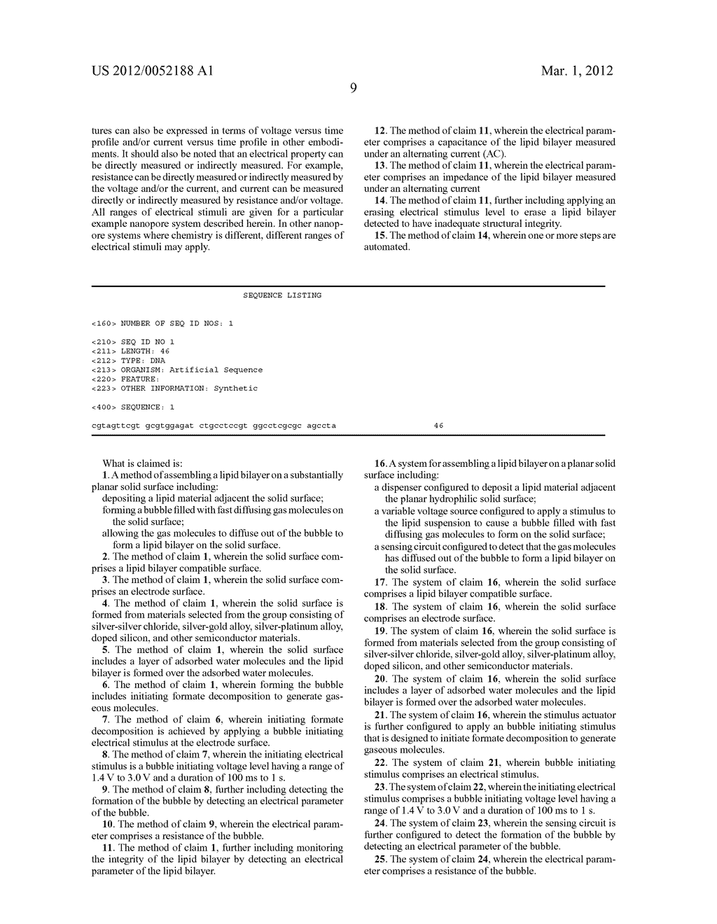 Systems and methods for assembling a lipid bilayer on a substantially     planar solid surface - diagram, schematic, and image 25