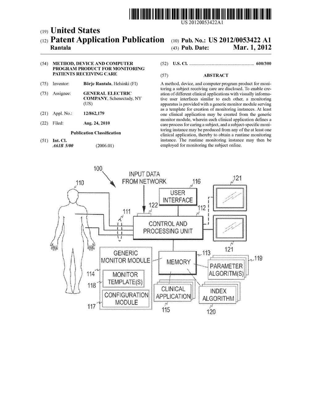 Method, Device and Computer Program Product for Monitoring Patients     Receiving Care - diagram, schematic, and image 01