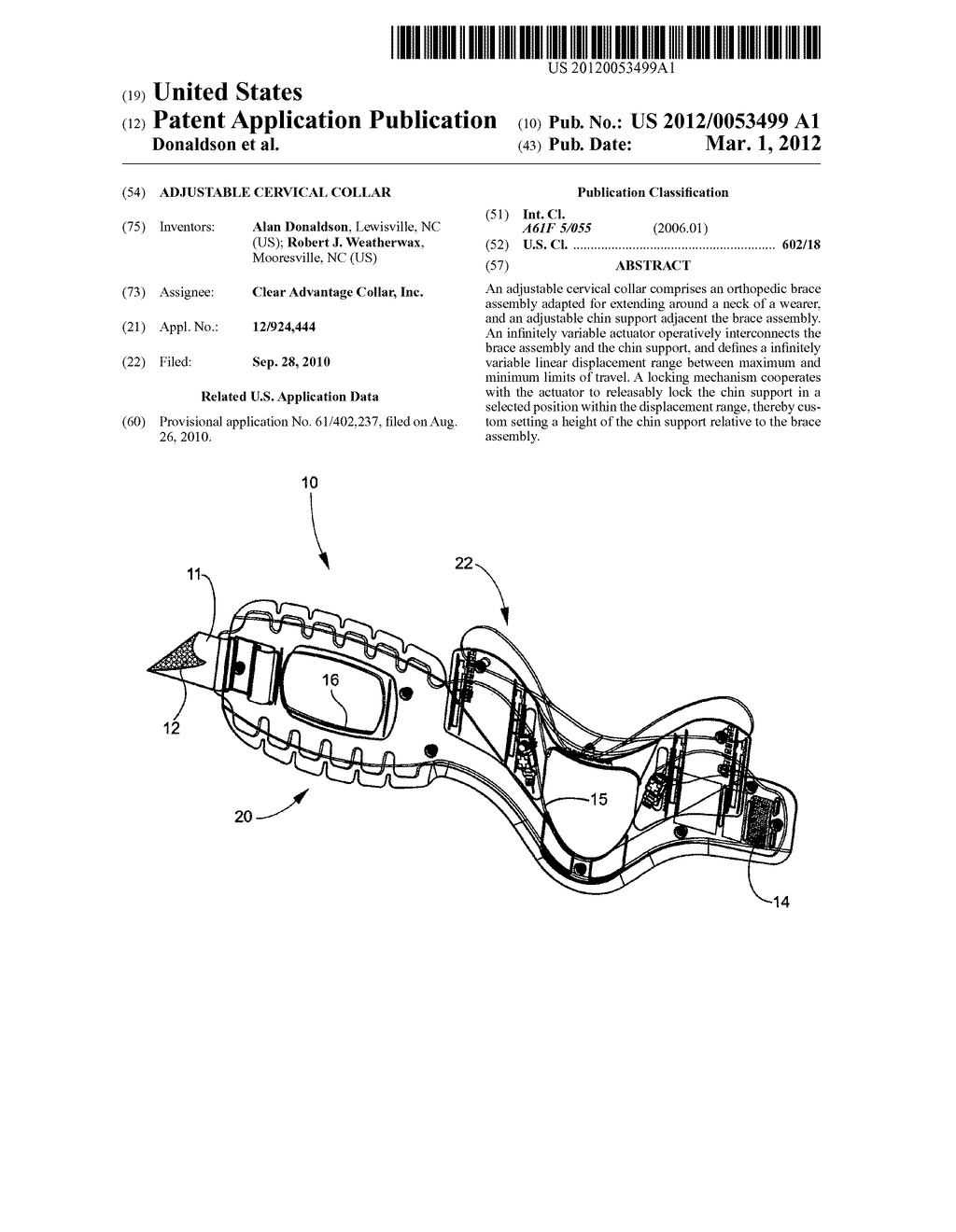 Adjustable cervical collar - diagram, schematic, and image 01