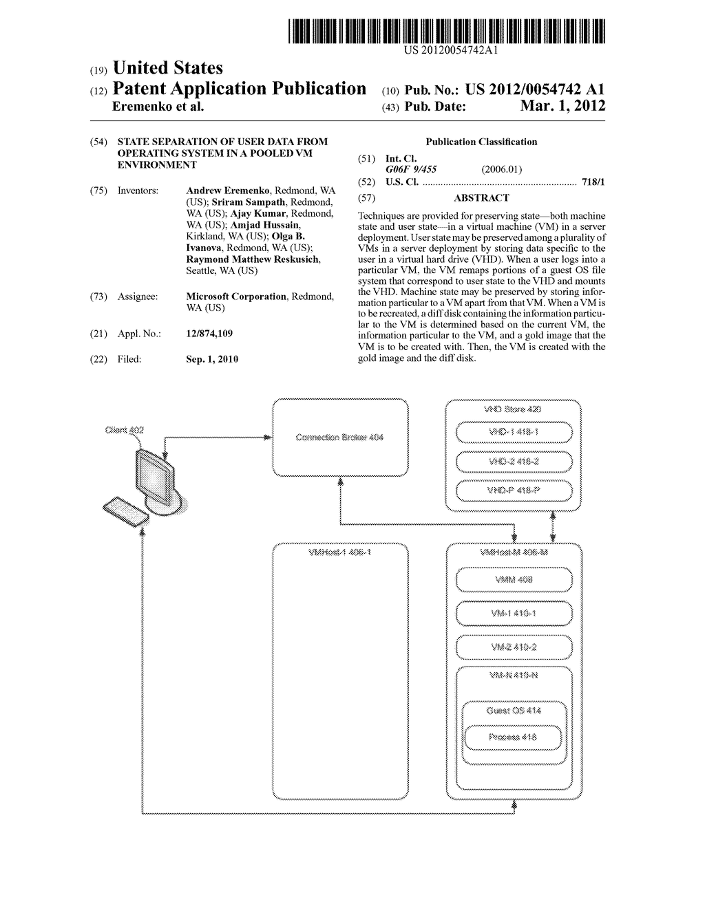 State Separation Of User Data From Operating System In A Pooled VM     Environment - diagram, schematic, and image 01