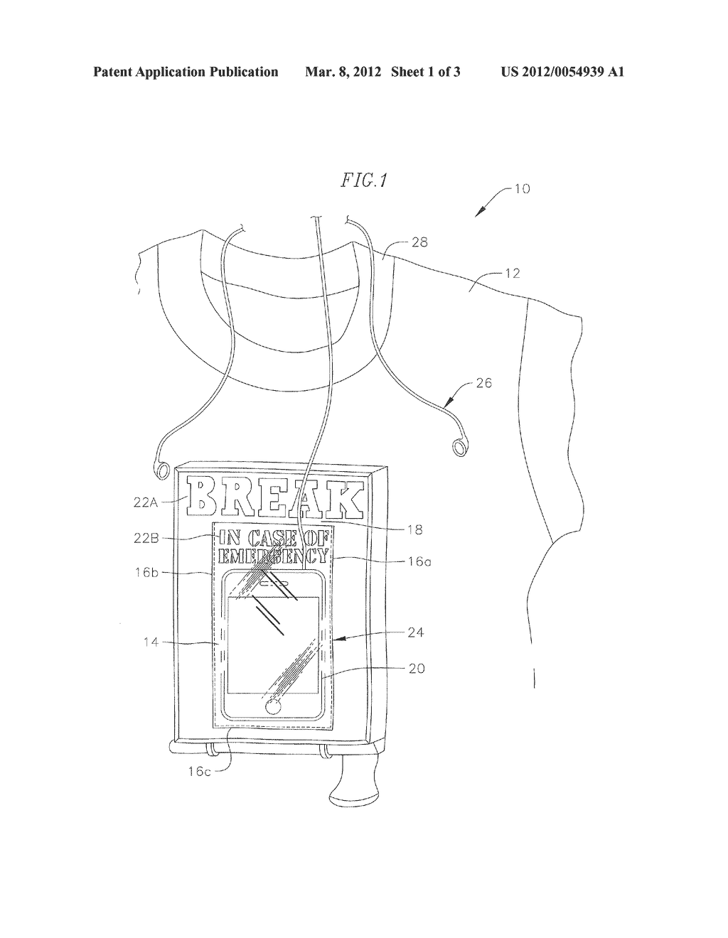 CLOTHING WITH CLEAR POCKET FOR HOLDING PORTABLE ELECTRONIC DEVICES - diagram, schematic, and image 02