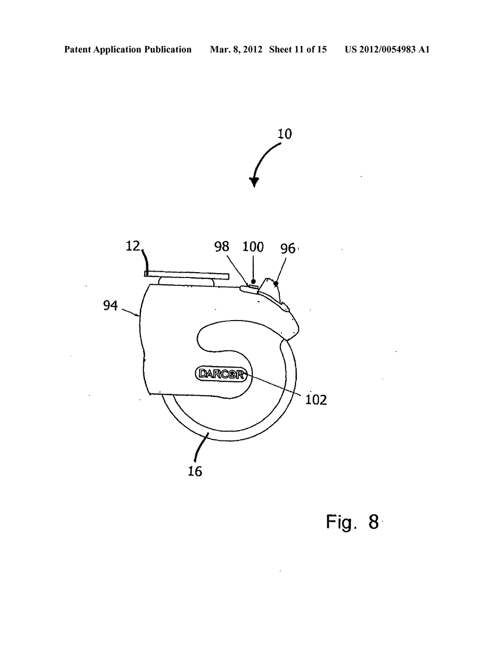 Three-state caster assembly with swivel lock and wheel brake - diagram, schematic, and image 12