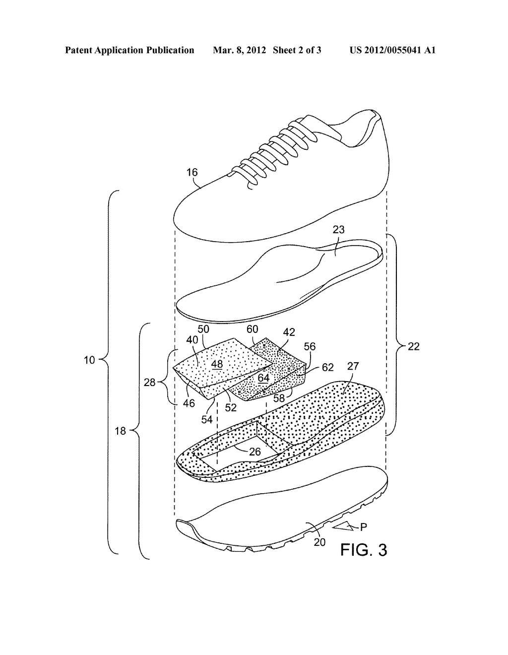 SOLE ASSEMBLY FOR ARTICLE OF FOOTWEAR WITH PLURAL CUSHIONING MEMBERS - diagram, schematic, and image 03