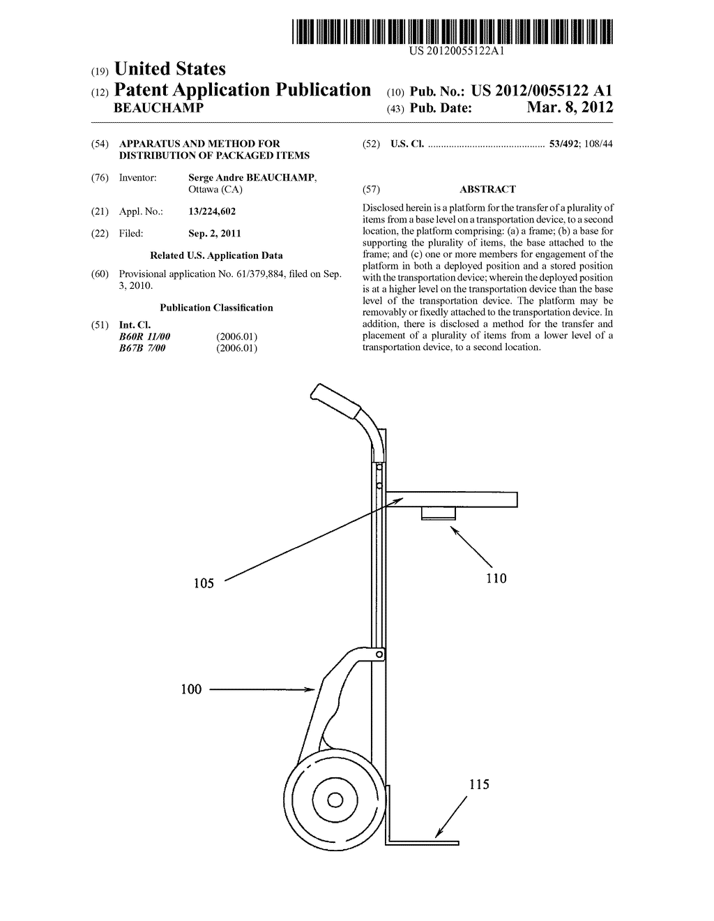 APPARATUS AND METHOD FOR DISTRIBUTION OF PACKAGED ITEMS - diagram, schematic, and image 01