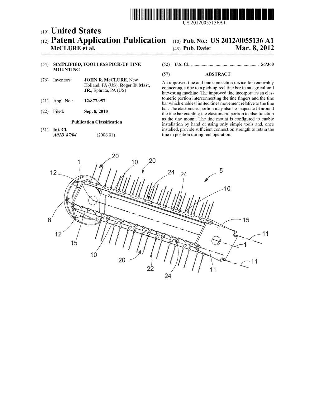 SIMPLIFIED, TOOLLESS PICK-UP TINE MOUNTING - diagram, schematic, and image 01