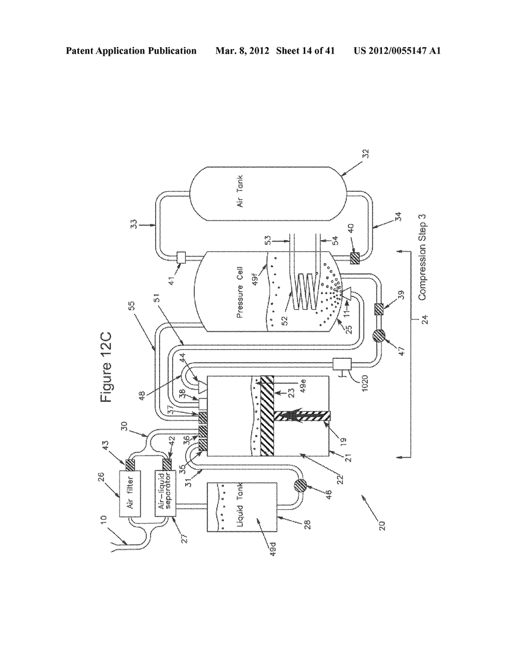 COMPRESSED AIR ENERGY STORAGE SYSTEM UTILIZING TWO-PHASE FLOW TO     FACILITATE HEAT EXCHANGE - diagram, schematic, and image 15