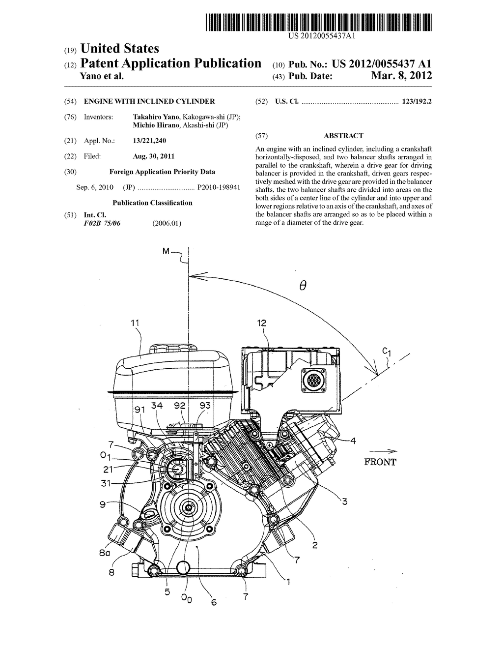 ENGINE WITH INCLINED CYLINDER - diagram, schematic, and image 01