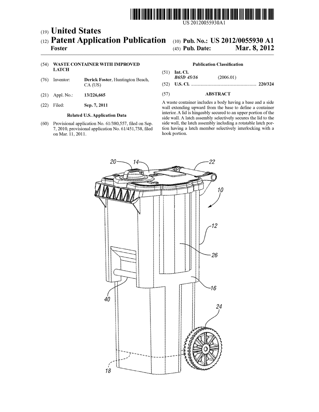 WASTE CONTAINER WITH IMPROVED LATCH - diagram, schematic, and image 01