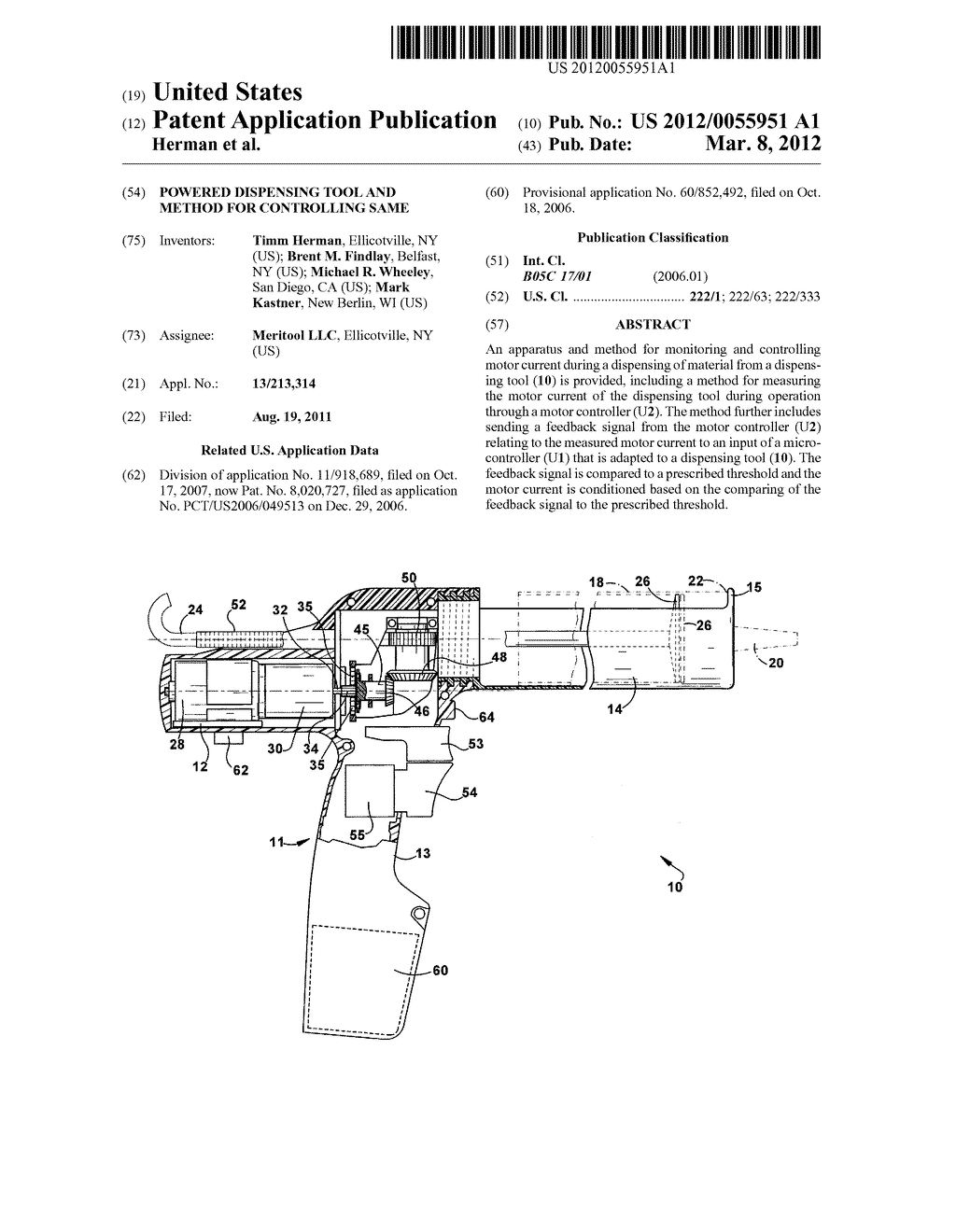 POWERED DISPENSING TOOL AND METHOD FOR CONTROLLING SAME - diagram, schematic, and image 01