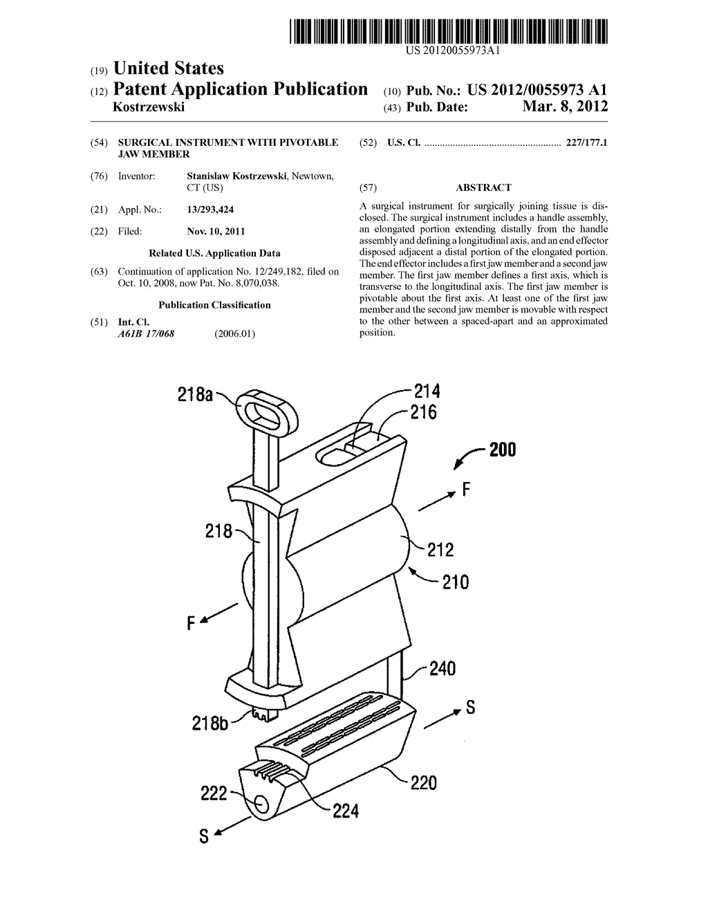 Surgical Instrument With Pivotable Jaw Member - diagram, schematic, and image 01