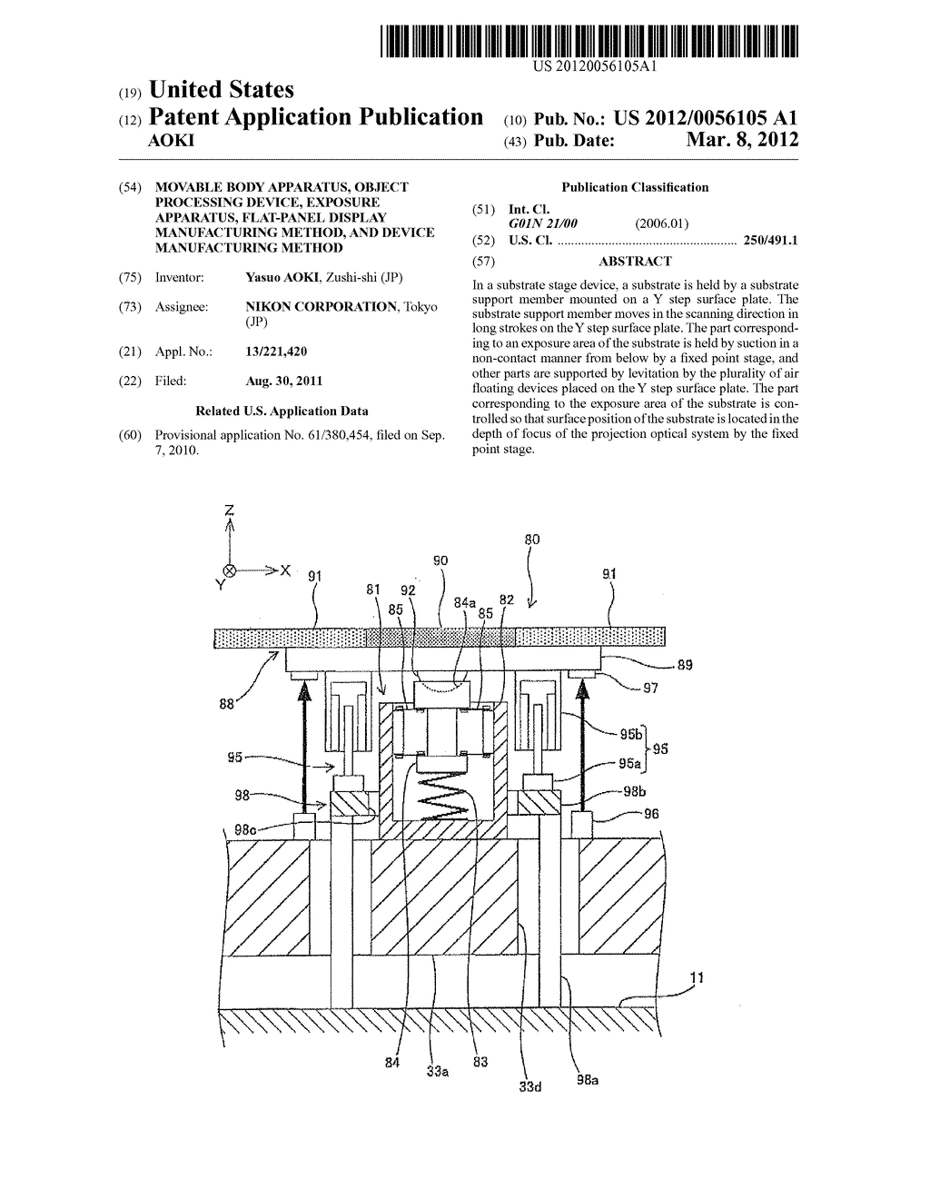 MOVABLE BODY APPARATUS, OBJECT PROCESSING DEVICE, EXPOSURE APPARATUS,     FLAT-PANEL DISPLAY MANUFACTURING METHOD, AND DEVICE MANUFACTURING METHOD - diagram, schematic, and image 01