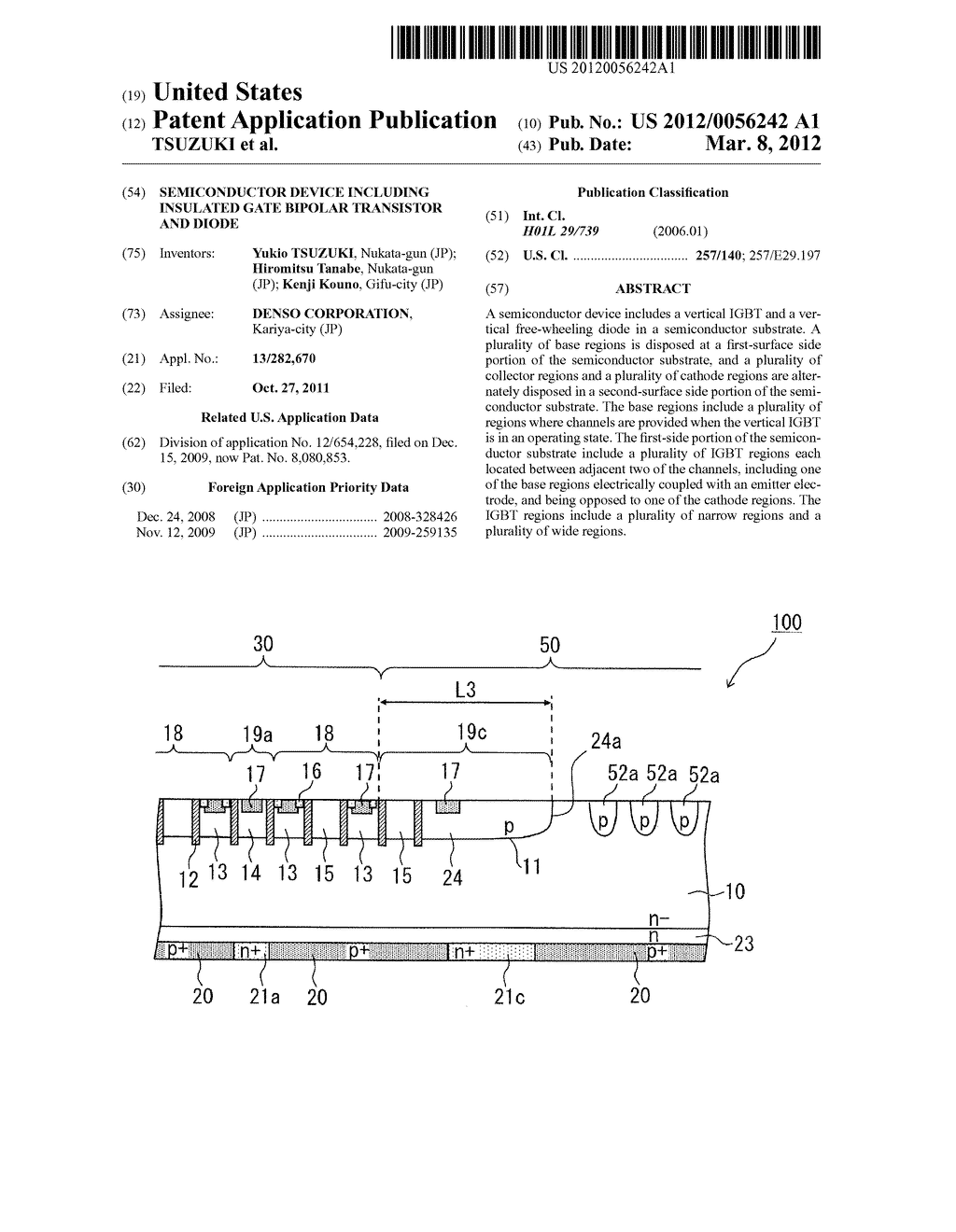 SEMICONDUCTOR DEVICE INCLUDING INSULATED GATE BIPOLAR TRANSISTOR AND DIODE - diagram, schematic, and image 01