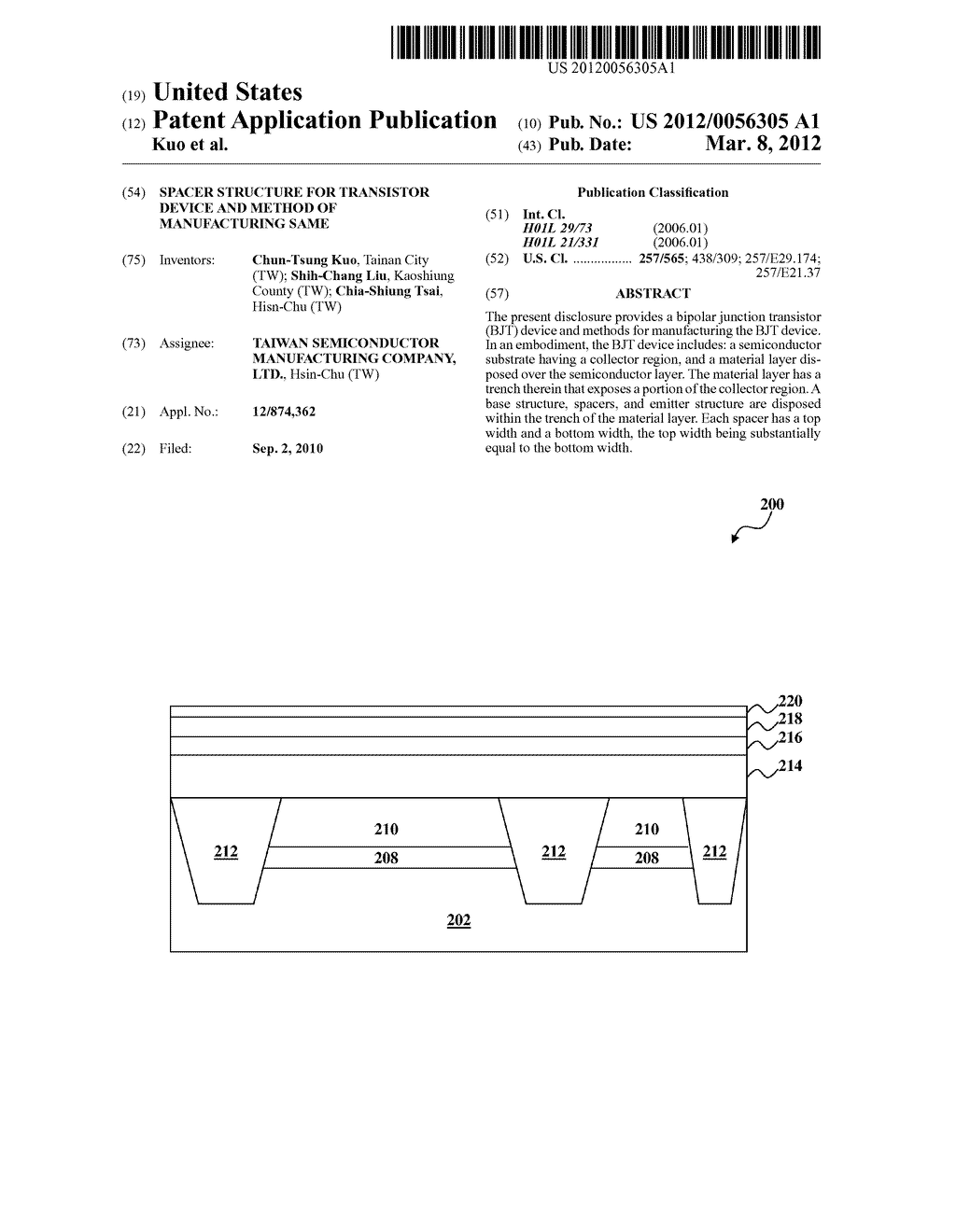 SPACER STRUCTURE FOR TRANSISTOR DEVICE AND METHOD OF MANUFACTURING SAME - diagram, schematic, and image 01