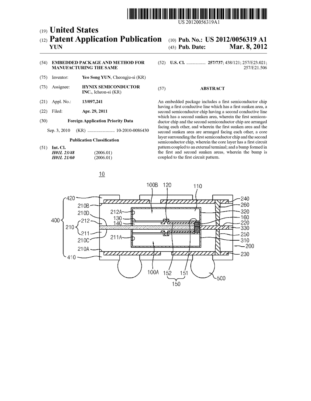 EMBEDDED PACKAGE AND METHOD FOR MANUFACTURING THE SAME - diagram, schematic, and image 01