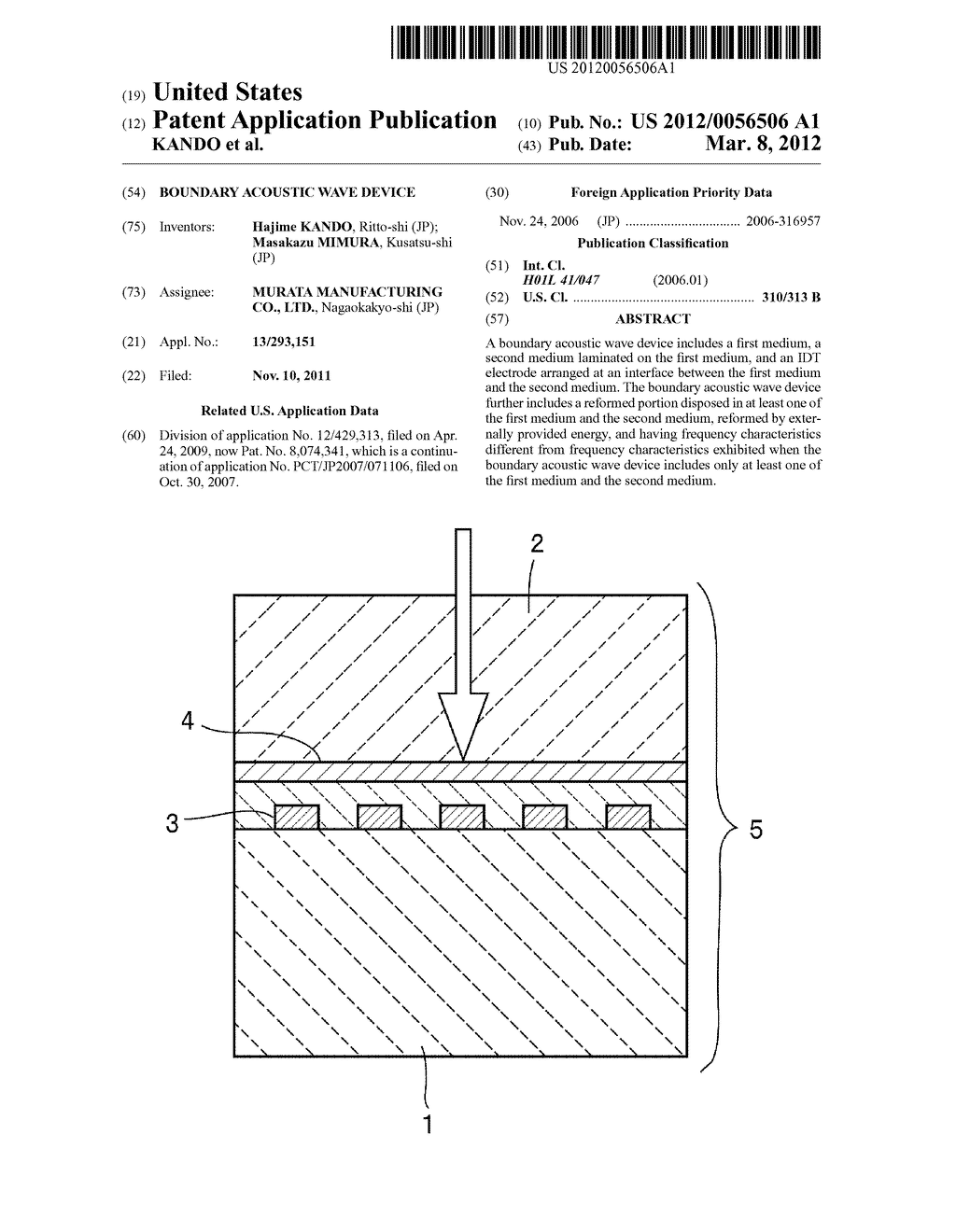 BOUNDARY ACOUSTIC WAVE DEVICE - diagram, schematic, and image 01