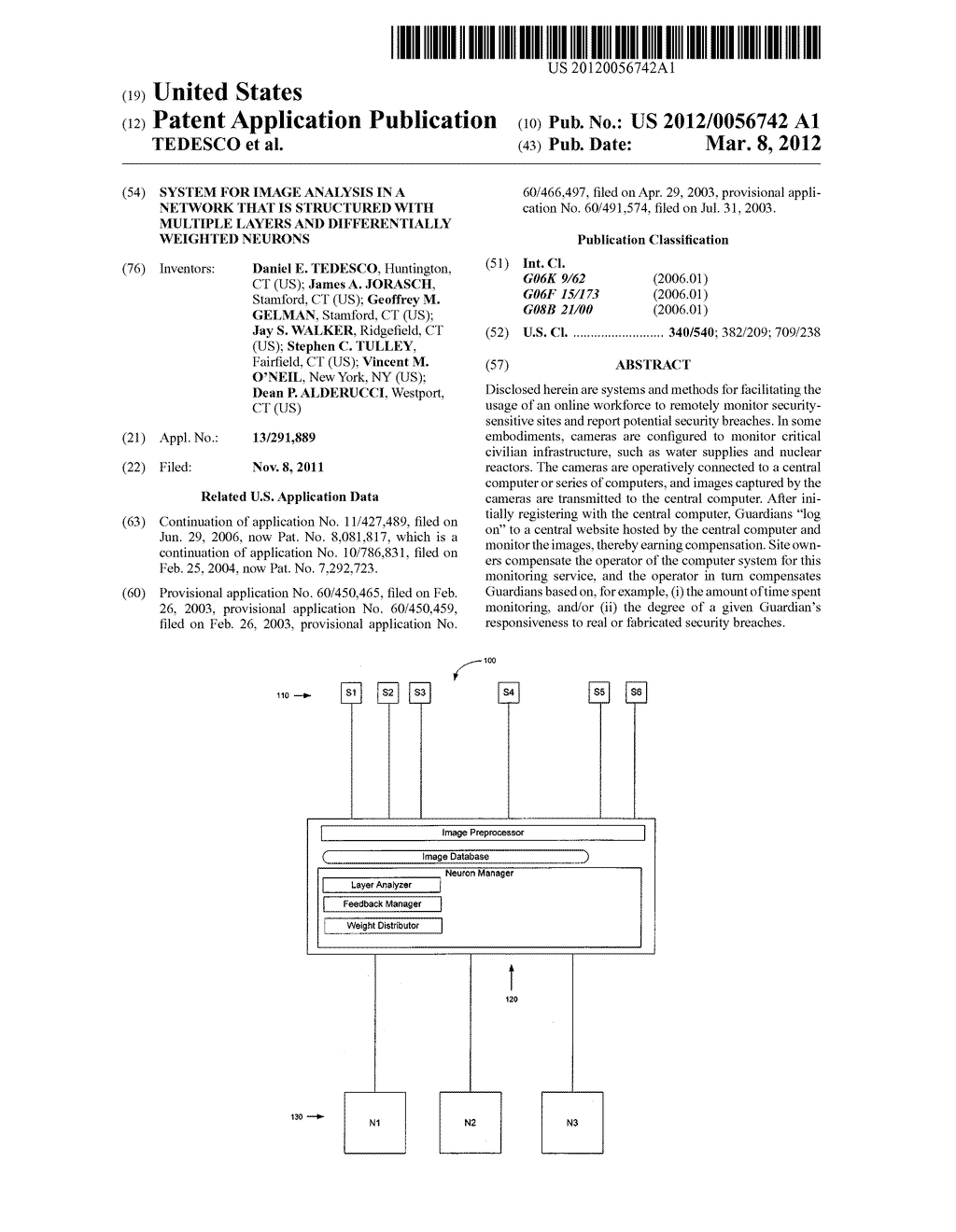 System for Image Analysis in a Network that is Structured with Multiple     Layers and Differentially Weighted Neurons - diagram, schematic, and image 01