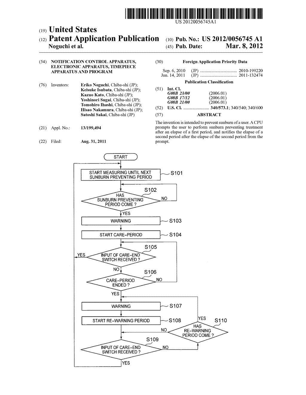 Notification control apparatus, electronic apparatus, timepiece apparatus     and program - diagram, schematic, and image 01