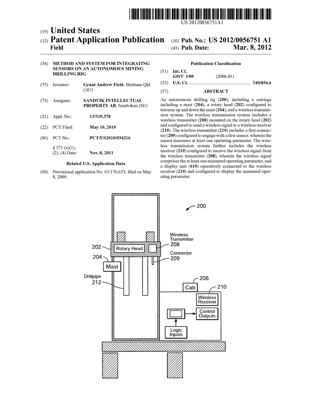 METHOD AND SYSTEM FOR INTEGRATING SENSORS ON AN AUTONOMOUS MINING DRILLING     RIG - diagram, schematic, and image 01