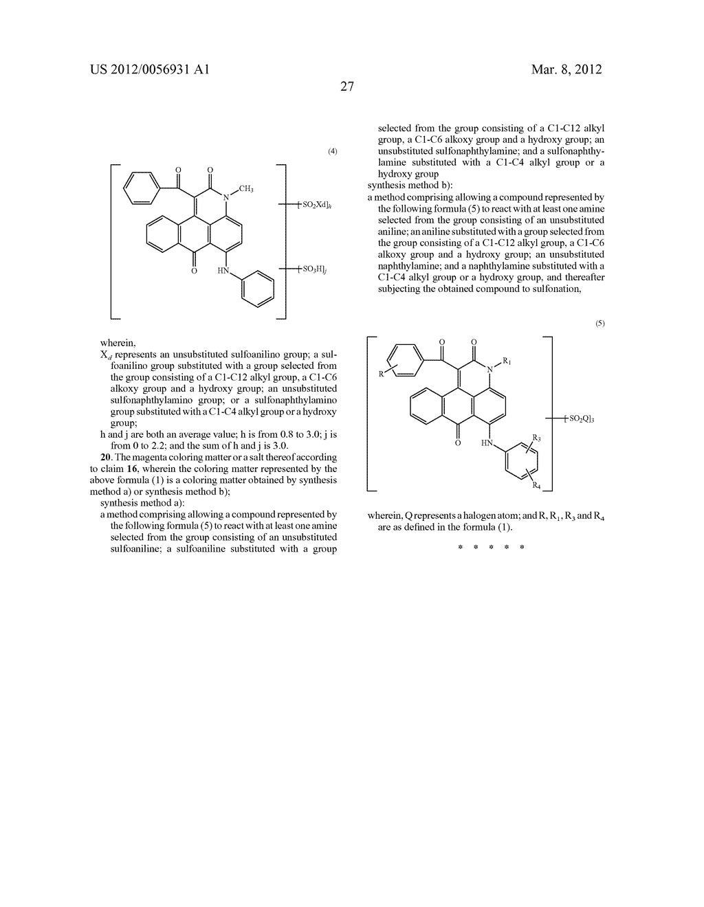 MAGENTA COLORING MATTER, INK COMPOSITION, AND COLORED BODY - diagram, schematic, and image 28