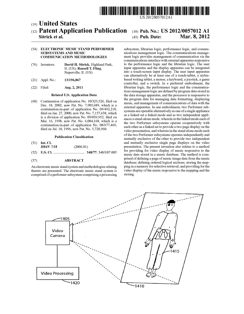 ELECTRONIC MUSIC STAND PERFORMER SUBSYSTEMS AND MUSIC COMMUNICATION     METHODOLOGIES - diagram, schematic, and image 01