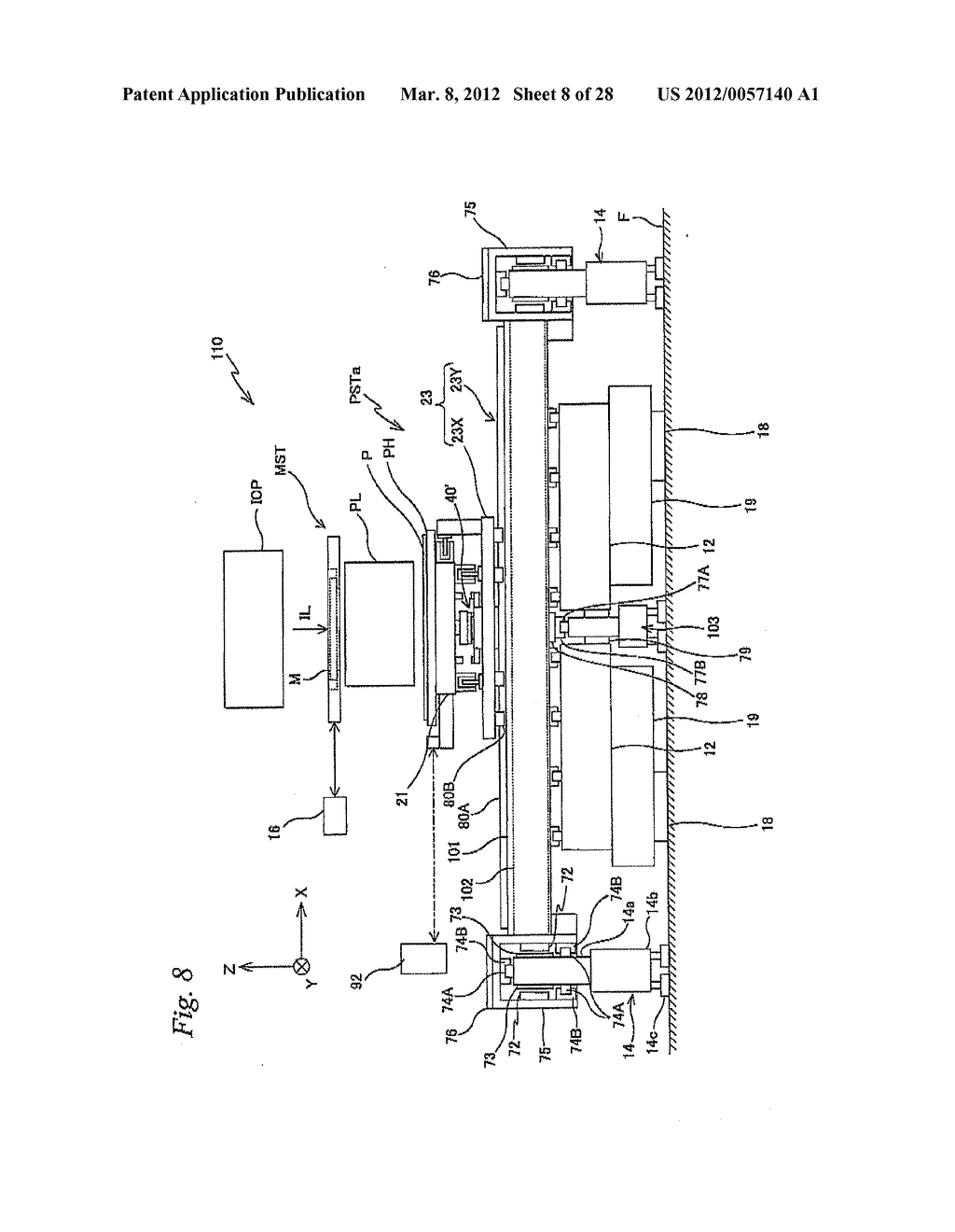 EXPOSURE APPARATUS, MOVABLE BODY APPARATUS, FLAT-PANEL DISPLAY     MANUFACTURING METHOD, AND DEVICE MANUFACTURING METHOD - diagram, schematic, and image 09