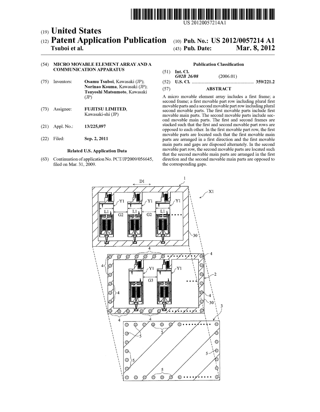 MICRO MOVABLE ELEMENT ARRAY AND A COMMUNICATION APPARATUS - diagram, schematic, and image 01