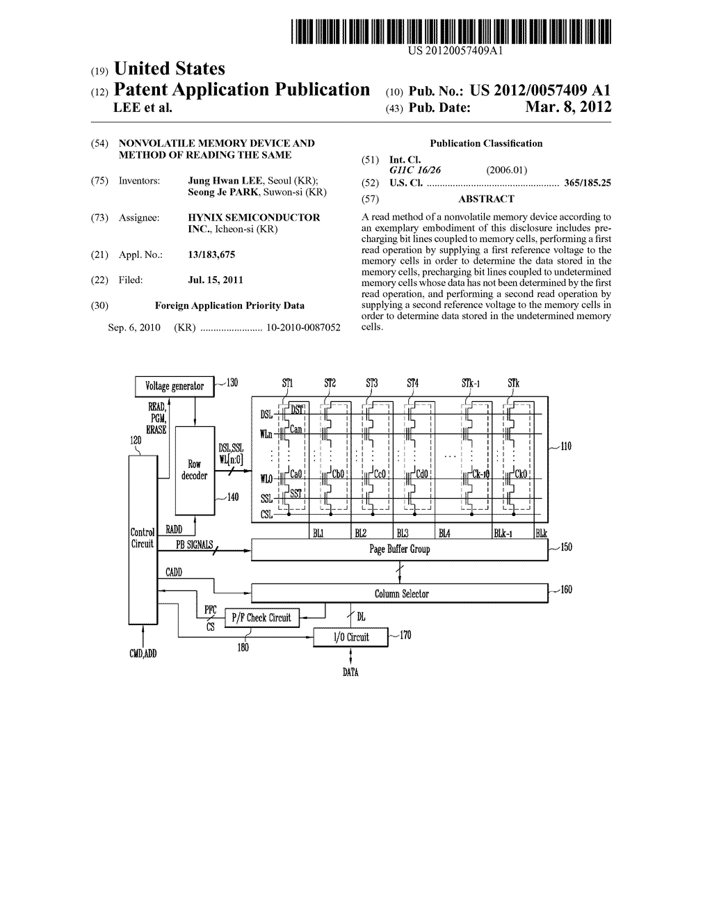 NONVOLATILE MEMORY DEVICE AND METHOD OF READING THE SAME - diagram, schematic, and image 01