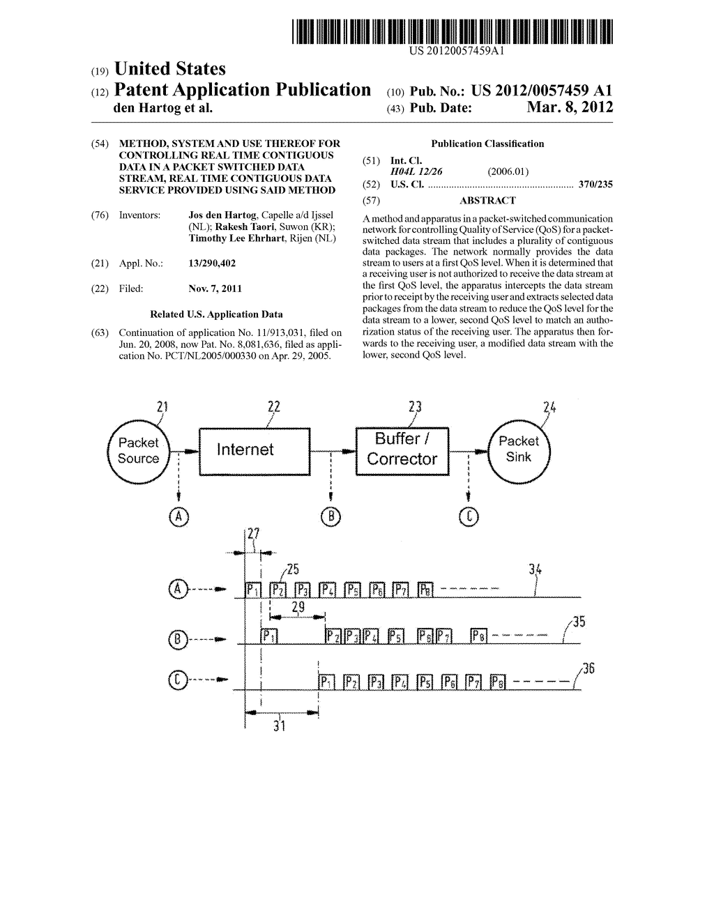 Method, System and Use thereof for Controlling Real Time Contiguous Data     in a Packet Switched Data Stream, Real Time  Contiguous Data Service     Provided Using Said Method - diagram, schematic, and image 01