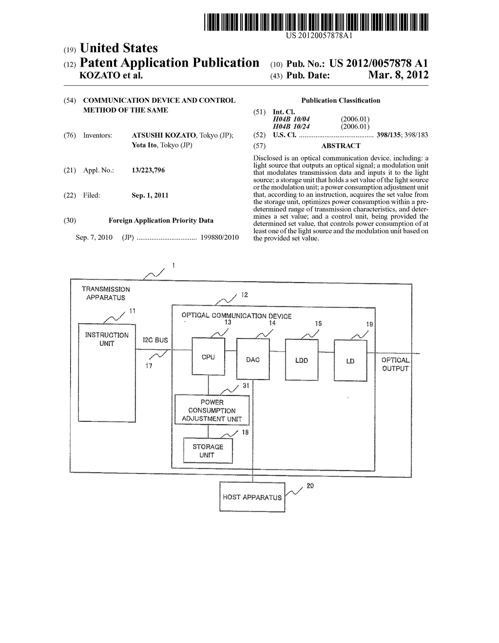 COMMUNICATION DEVICE AND CONTROL METHOD OF THE SAME - diagram, schematic, and image 01